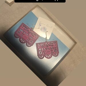 Agave Pink Laser-Cut 'Mexicana' Statement Earrings